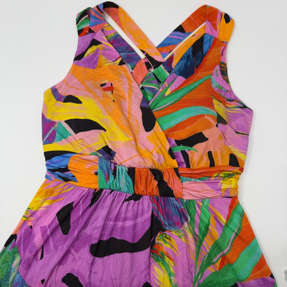 Soma WKND Tropical Cross Back Strap Midi Dress Multicolor Size Medium